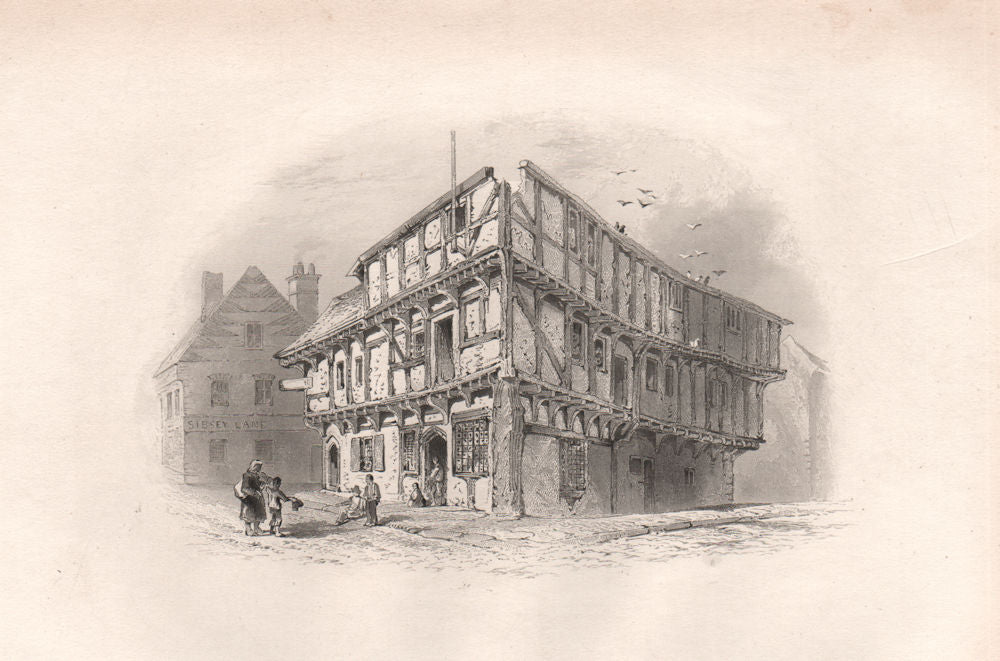 Old Houses in BOSTON, Lincolnshire. Pilgrim fathers. BARTLETT 1854 print